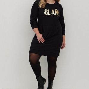 NWT Torrid Pullover Cozy Fleece Glam Black Dress